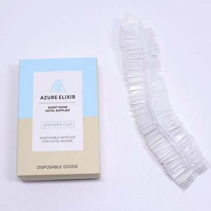50pcs Transparent Shower Caps Individually Wrapped for Hotel Guesthouse Supplies