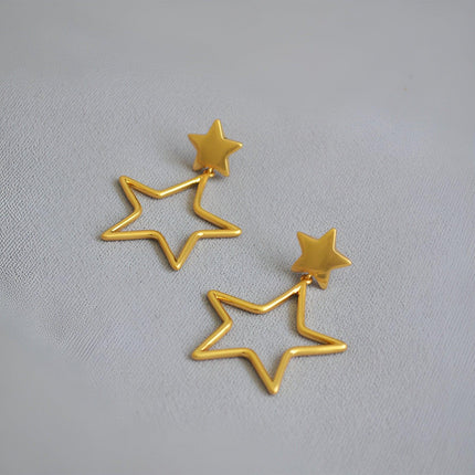 Vintage Openwork Star Earrings Elegant Fashion Jewelry for Women Chic Gift Ideas