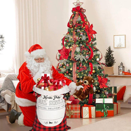 Plaid Christmas Gift Bags Reusable Holiday Apple Pouch Santa Bundle Sacks