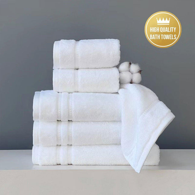 6pcs White Hotel Bath Towels Soft Absorbent Towels for Bathroom Spa Guesthouse