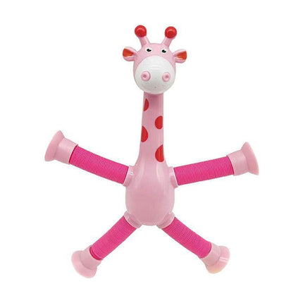 Telescopic Suction Cup Giraffe Tube Toy Stress Relief Light Up Educational Toys - Aimall