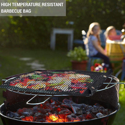 24*14CM BBQ Grilling Mesh Reusable Bag Outdoor Camping Barbecue Grill Mats Cooking Pads - Aimall