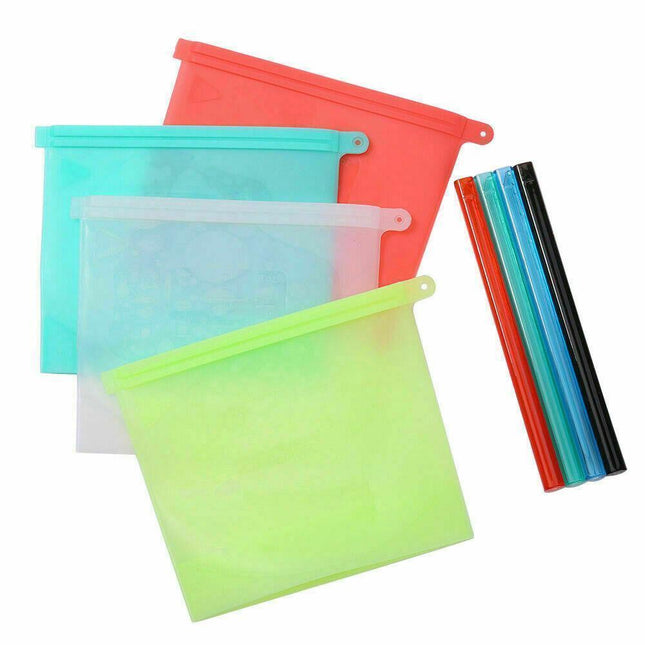 Reusable Silicone Food Storage Bags Leak proof Microwave Freezer Freshness Safe 1000ml*2 - Aimall