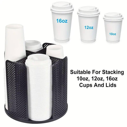 Paper Cup Holder Organizer Swivel Compartment Cup Picker Drink Storage Stand