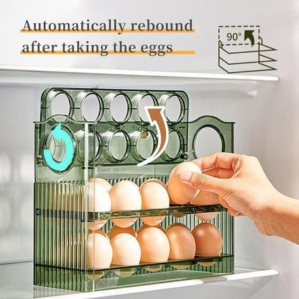 Three-Layer Plastic Egg Carton Storage Box for Organising Fridge and Kitchen
