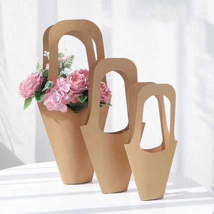 40pcs Kraft Paper Bouquet Bags Handheld Gift Valentine's Day Flower Packaging