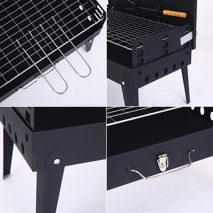 Foldable BBQ Charcoal Grill Portable Outdoor Hibachi Camping Barbecue Large Set - Aimall