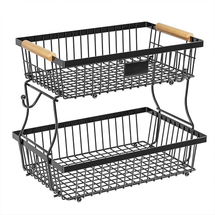 Household Double Layer Kitchen Storage Rack Removable Fruit Vegetable Organizer
