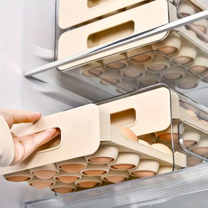 Double Layer Egg Storage Carton Drawer Organizer for Kitchen Fridge or Pantry