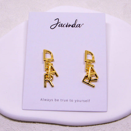 Fashionable Simple Everyday Earrings with Letters Trendy Jewelry for Women Gifts
