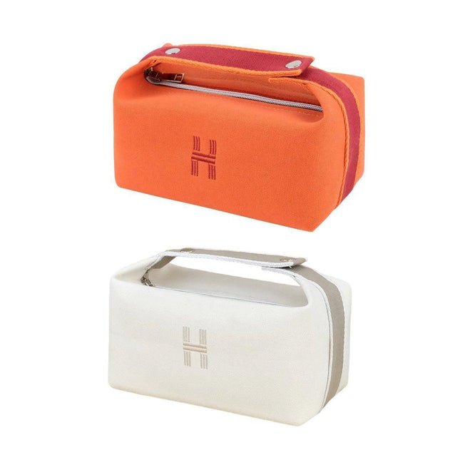 2PCS Portable Canvas Cosmetic Bag Wash Bag Travel Organizer Handbags Women Girl