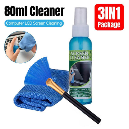 80ml For Laptop LCD Display Screen TV Plasma Monitor Cleaning Kit 3in1 Cleaner