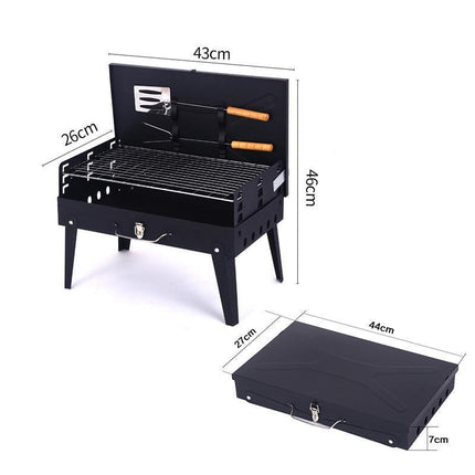 Foldable BBQ Charcoal Grill Portable Outdoor Hibachi Camping Barbecue Large Set - Aimall