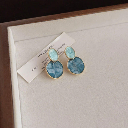 Vintage Blue Oil Drop Earrings Fashion Starry Sky Design Elegant Women Jewelry