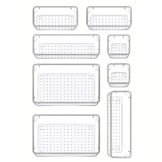 Transparent Plastic Drawer Organiser Set Multifunctional Desktop Storage Box