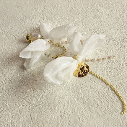 Vintage White Bow Long Earrings Sweet Fashion Jewelry for Women Elegant Gift