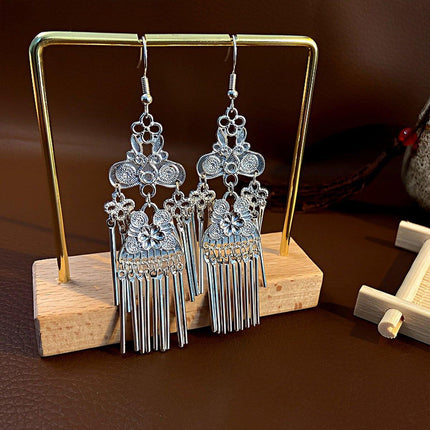 Vintage Ethnic Style Tassel Long Earrings Bohemian Jewelry for Women Accessory