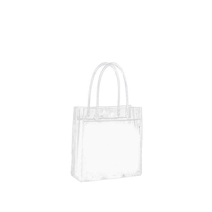 100x PVC Transparent Gift Tote Bag with Snap Button for Packaging - Aimall