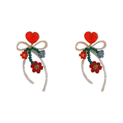 Fashion Flower Crystal Earrings Stud Women Drop Dangle Wedding Party Ear Jewelry - Aimall