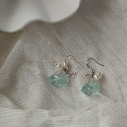 Ice Blue Pearl Earrings for Girls and Women Elegant Fashion Jewelry Gift Set