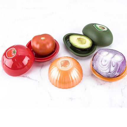 3X Plastic Fruit Vegetable Storage Container Avocado Tomato Lemon Onion Box and Lid