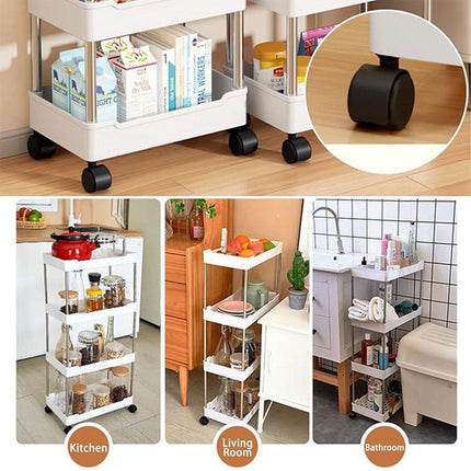 Multi Layer Rolling Storage Cart Kitchen Bathroom Organizer Shelf with Wheels