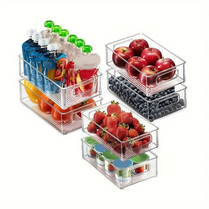 6pcs Transparent Fridge Organizer Storage Box for Kitchen and Food Organization