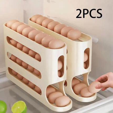 2pcs 4 Tier Slide Egg Organizer Storage Box Ladder Design for Egg Carton Holder