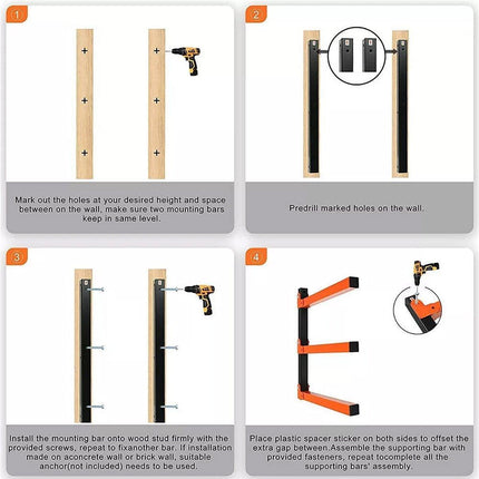 2PCS Wall Mounted Folding Storage Rack Carbon Steel Multi-Layer Organizer