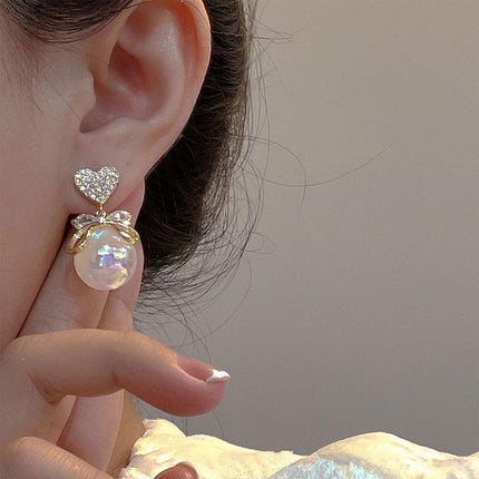 Love Pearl Earrings Elegant Temperament Jewelry for Women Chic Fashion Gift