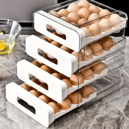 Double Layer Egg Storage Carton Drawer Organizer for Kitchen Fridge or Pantry