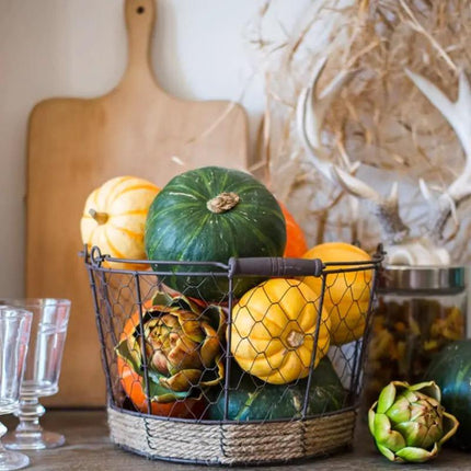 Carrying Storage Basket Iron Round Bucket Home Organizer Storage for Kitchen