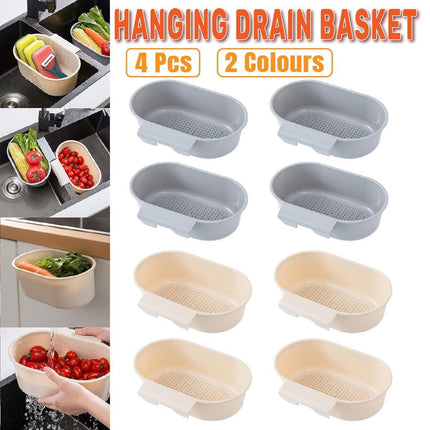 4PCS Multifunctional Sink Drain Basket Hangable Storage Organizer Kitchen Gadget
