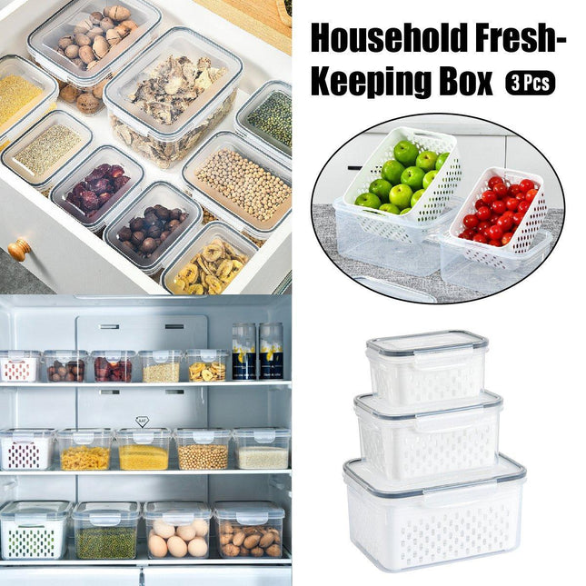 3PCS Food Storage Container Set Fridge Microwave Plastic Safe Fresh Keeping Box