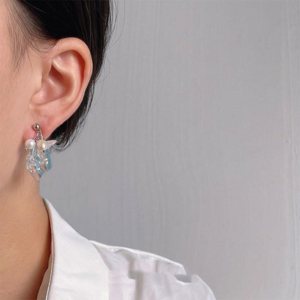 Ice Blue Pearl Earrings for Girls and Women Elegant Fashion Jewelry Gift Set