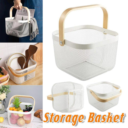 Hollow Iron Storage Basket for Fruit Vegetables Draining Organizer Kitchen Decor