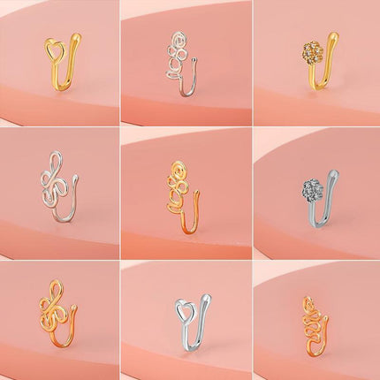 Ladies Fashion Clip-On Fake Nose Ring Cuff Non-Piercing African Style Nose Cuff - Aimall