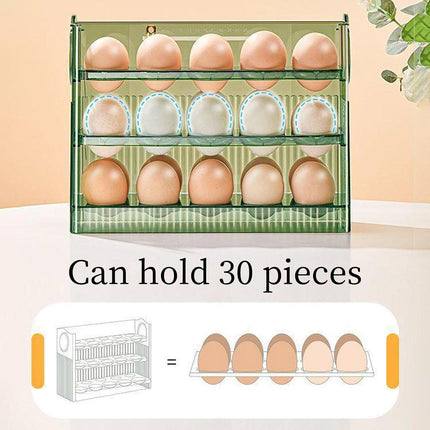 Three-Layer Plastic Egg Carton Storage Box for Organising Fridge and Kitchen