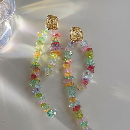 Colourful Irregular Square Tassel Earrings Trendy Fashion Jewelry for Women Gift