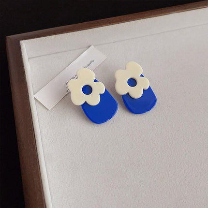 Klein Blue Flower Earrings for Women Fashion Jewelry Elegant Gift for Her