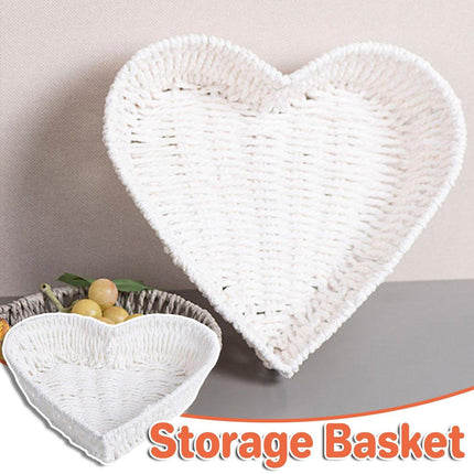 Woven Storage Basket Heart Shaped Bread Basket for Serving and Organizing Items