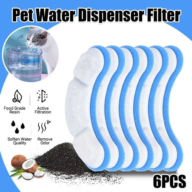 6PCS Cat Water Fountain Activated Carbon Replacement Filter for Pet Dog Drinking
