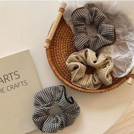 Women Large Scrunchies Plaid Hair Bands Elastic Hair Tie Rope Ring Ponytail Gift - Aimall