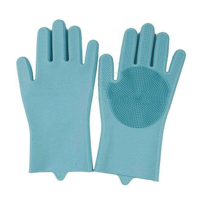 Magic Gloves Dish Washing Silicone Rubber Scrubber Cleaning Glove Waterproof - Aimall