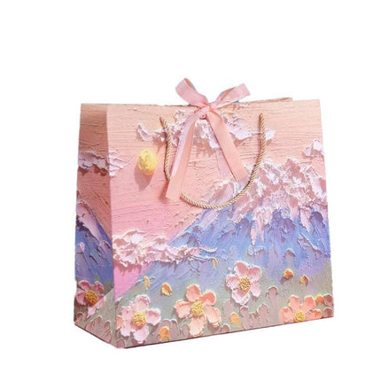 10pcs Oil Painting Gift Paper Bags for Birthday and Holiday Gift Packaging Tote