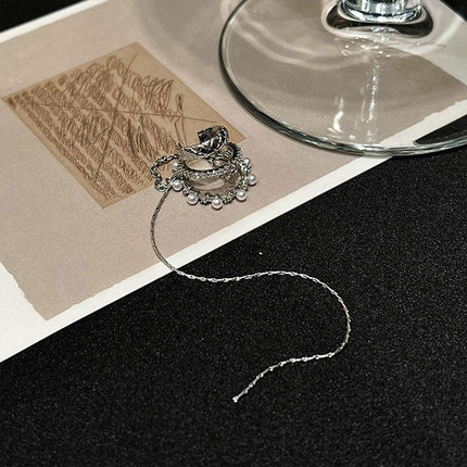Silver Tassel Earrings Without Piercing Ear Bone Clips for Women Fashion Jewelry