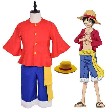 ONE PIECE Monkey D Luffy 2 Years Later Cosplay Costume with Hat Book Week Outfit AU - Aimall