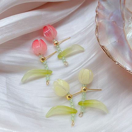 Delicate Small Tulip Earrings Women Gold Plated Stud Fashion Jewellery Gift