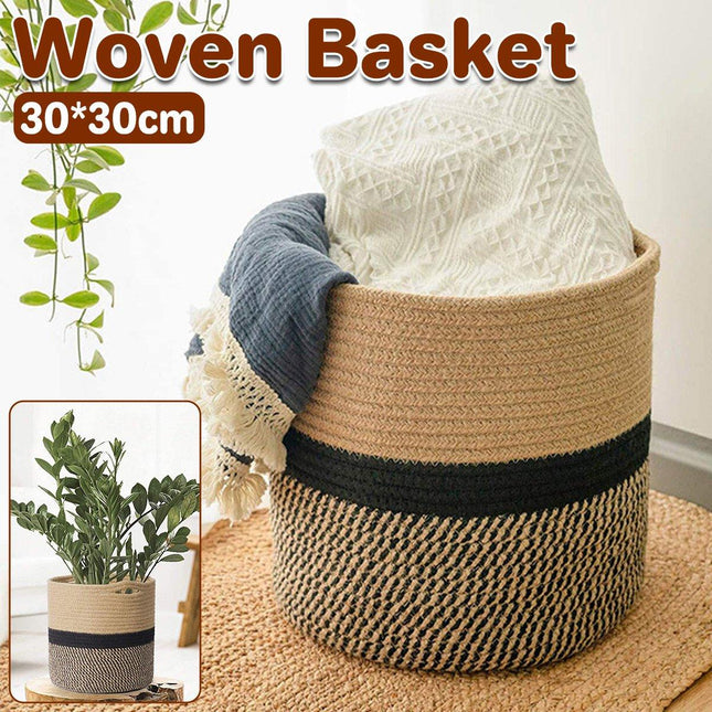 Woven Round Laundry Basket Dirty Clothes Storage Basket for Home Organization