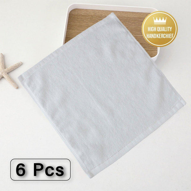 6PCS Hotel Cotton Face Towel White Soft Square Cloth Beauty Salon KTV Thick Wash